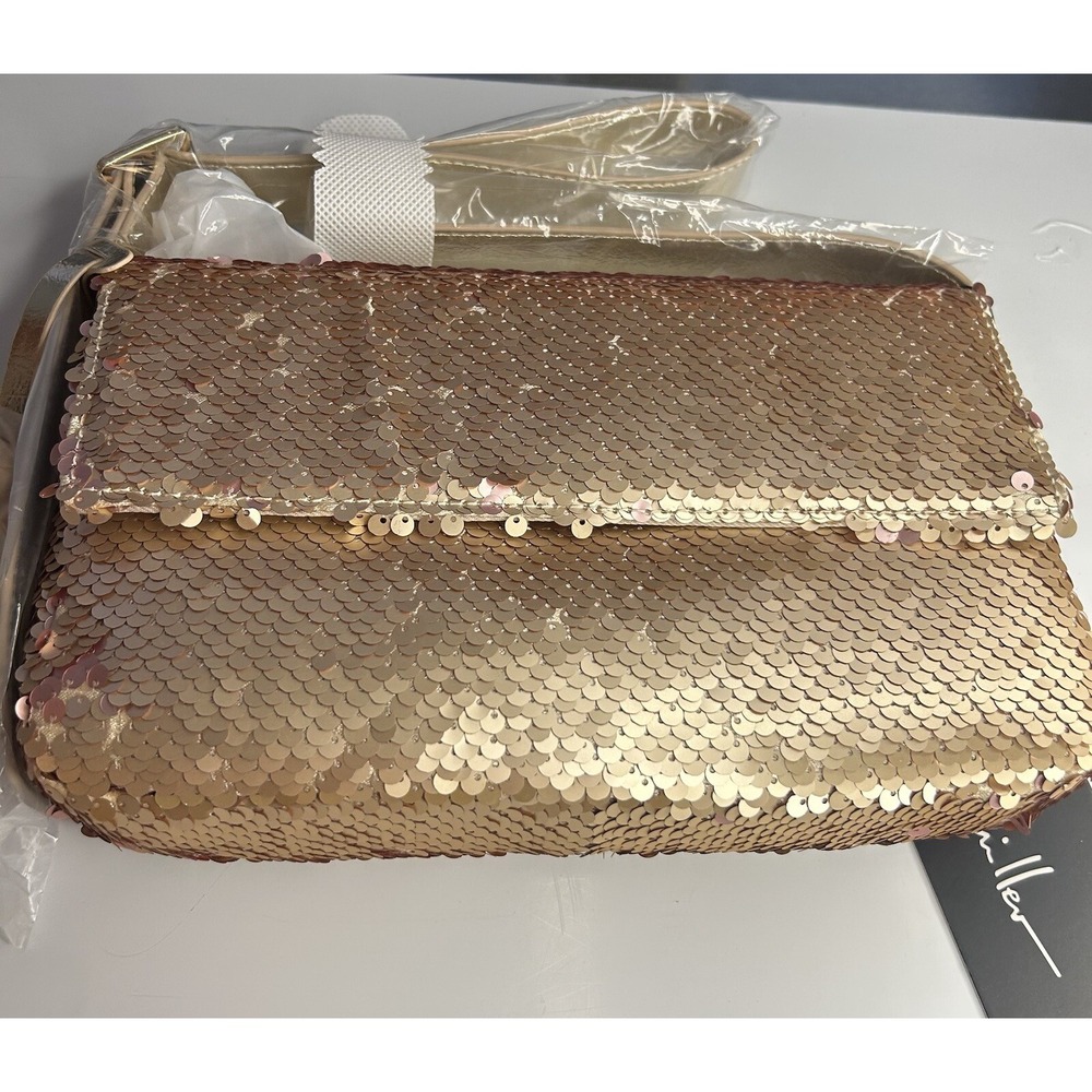 New W/Tags Nicole Miller Gold Sequined Shoulder Bag